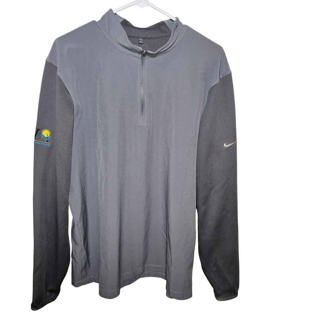 Nike Dri Fit 1/4 Zip Pullover Gray Black Jacket Mens Unisex Size Large Excellent